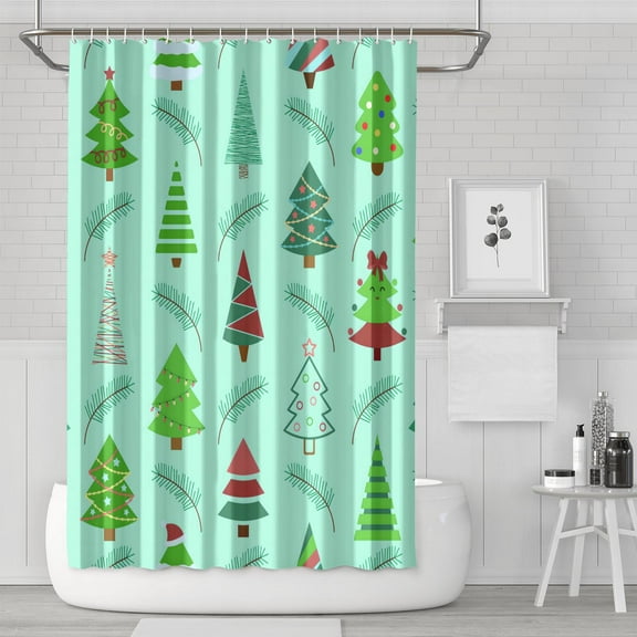 Christmas Shower Curtain for Bathroom Merry Christmas Shower Curtains Waterproof Funny Bath Curtain Hooks Included,72x72Inch