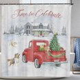 thumbnail image 1 of Christmas Shower Curtain for Bathroom Vintage Xmas Red Truck Tree and Funny Dog Shower Curtain Set Rustic Bathroom Decor 72"X72", 1 of 7