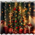 Christmas Shower Curtain with Presents Candy Canes and Lights Festive