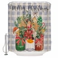 thumbnail image 1 of Christmas Shower Curtains for Bathroom Waterproof Fabric Bath Curtains Decor Bath Tub Curtain Winter Pinecone Bottle Flower Purple Blue Plaid Decorative Shower Curtain Sets with 12 Hooks, 72x72 Inch, 1 of 6