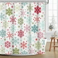 thumbnail image 1 of Christmas Shower Curtains for Bathroom Winter Colorful Snowflakes Bathroom Curtains Xmas Bathroom Decors Washable Durable Fabric Shower Curtains 72x72 Inch, 1 of 6