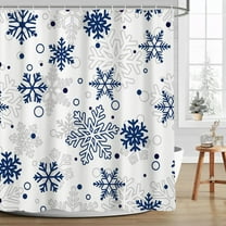 Christmas Shower Curtains for Bathroom Winter Colorful Snowflakes Bathroom Curtains Xmas Bathroom Decors Washable Durable Fabric Shower Curtains with Hooks, 60x72 Inch