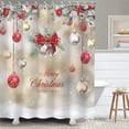 thumbnail image 1 of Christmas Shower Curtains for Bathroom Xmas Shower Curtains Red Christmas Fabric Xmas Bathroom Set with Hooks Red Silver Baubles Merry Christmas Bathroom Decor Holiday, 72" W x 72" H, 1 of 6