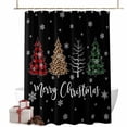 thumbnail image 1 of Christmas Shower Curtains Buffalo Plaid Xmas Tree Bath Curtain Snowflake Black Waterproof Seasonal Bathroom Shower Curtain Set with Hooks Decoration 48 x 72 Inches, 1 of 8