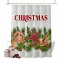 thumbnail image 1 of Christmas Shower Curtains Conch Starfish Berry Bath Curtain Pine Needle Wood Grain Waterproof Seasonal Bathroom Shower Curtain Set with Hooks Decoration 72 x 84 Inches, 1 of 8