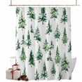 thumbnail image 1 of Christmas Shower Curtains Pine Tree Forest Bath Curtain Watercolor Green Waterproof Seasonal Bathroom Shower Curtain Set with Hooks Decoration 36 x 72 Inches, 1 of 8