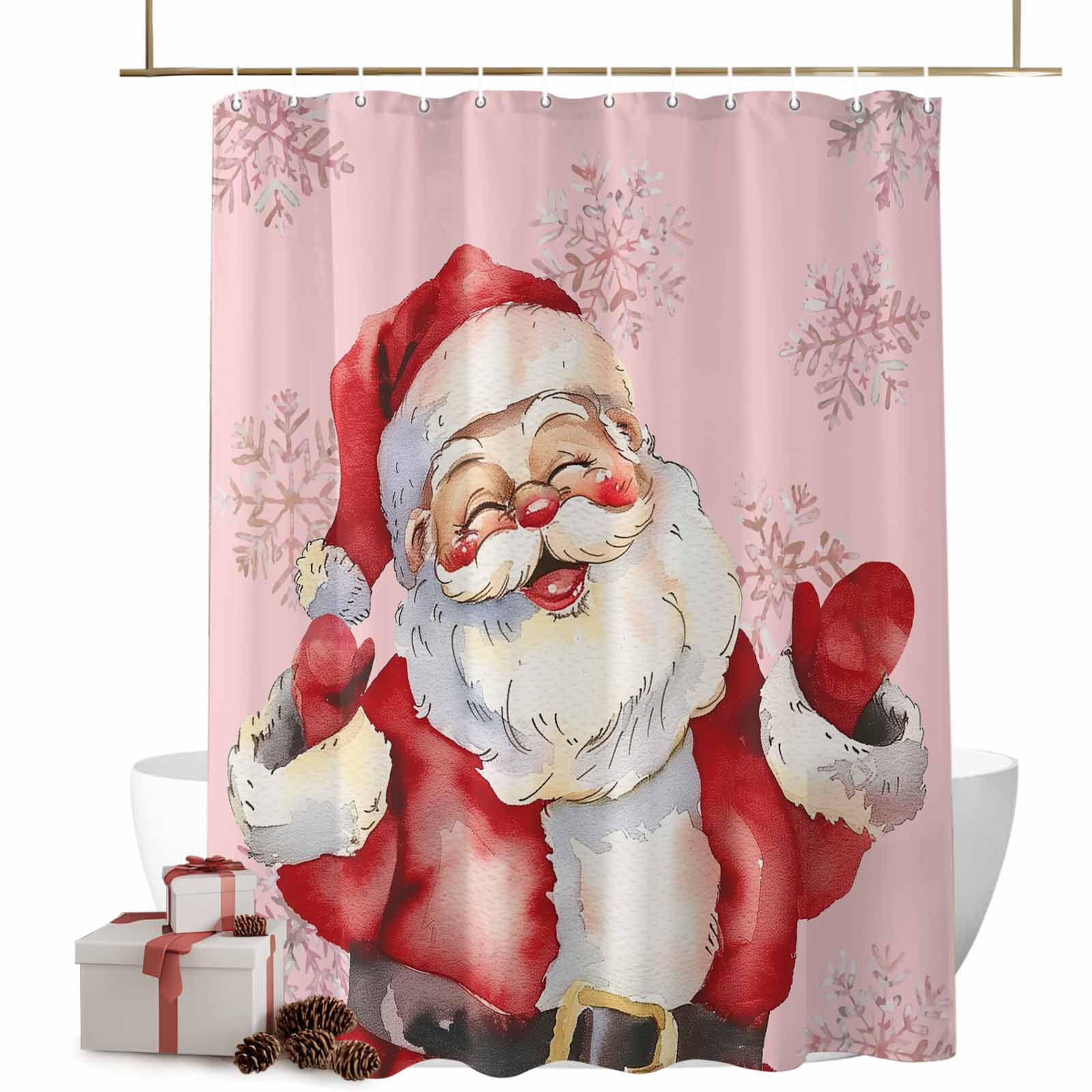 Pink Christmas Shower Curtainnull