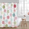 thumbnail image 1 of Christmas Shower Curtains for Bathroom Winter Snowflakes Bathroom Curtains Xmas Bathroom Decors Washable Durable Fabric Shower Curtains 72x72 Inch, 1 of 6