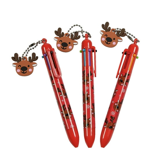 Christmas Shuttle Pens with Reindeer Charm - 12 pieces