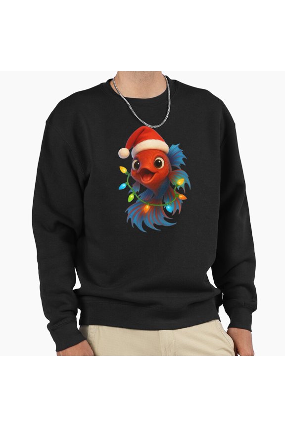 Christmas Siamese Fighting Fish Holiday Graphic Unisex Sweatshirt Retro Vintage Art G26541, Up to Size 5XL