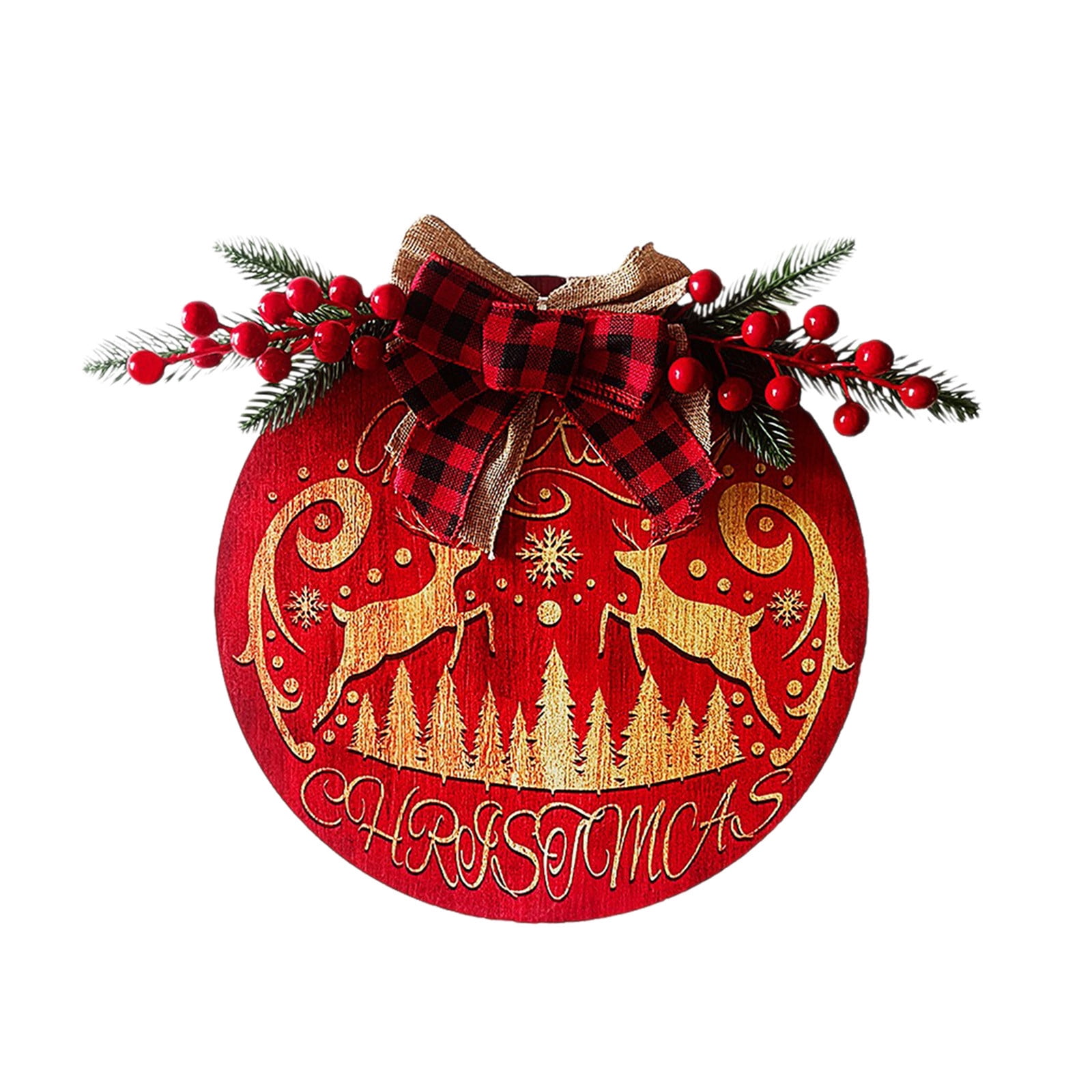 Christmas Sign for Front Door,Christmas Wooden Gnome Hanging Sign with