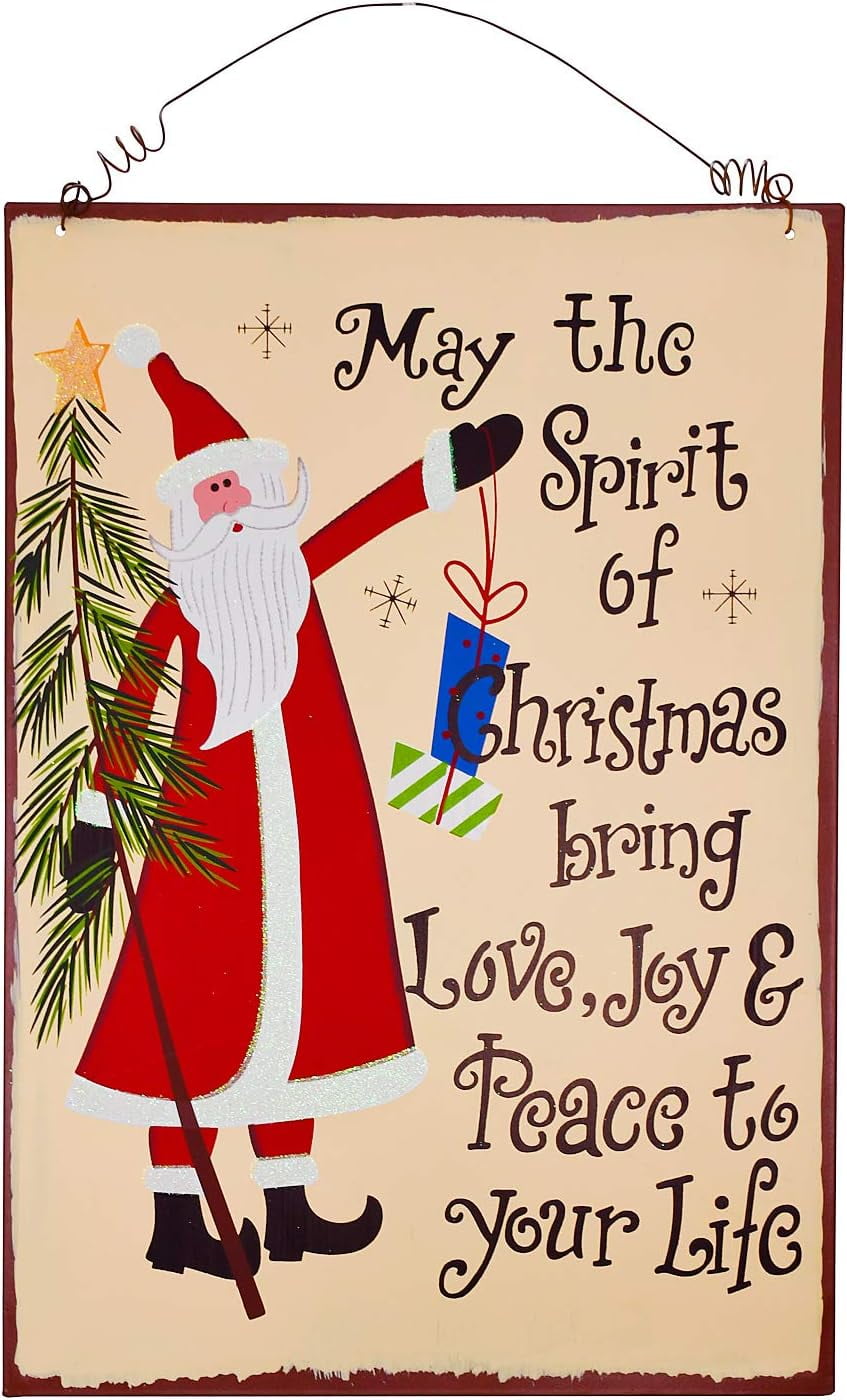 Christmas Sign Wall Decor Metal Santa Christmas Sayings Sign Plaque