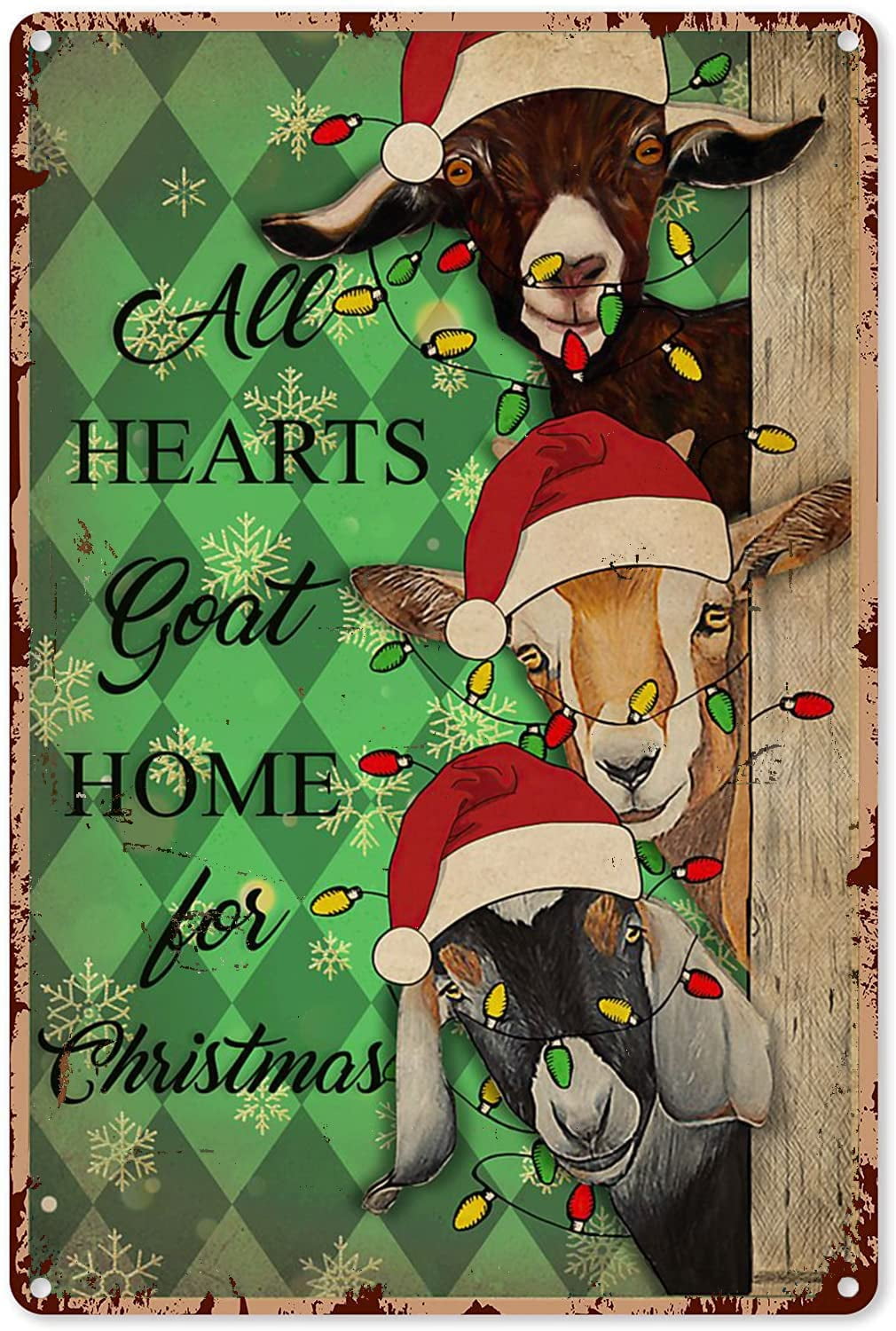 Christmas Signs for Home Decor All Hearts Goat Home for Christmas Metal