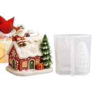 Christmas Silicone Molds, 3D Santa Cottage Ornament House Mold for Resin Casting DIY
