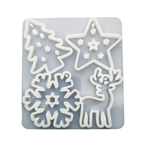 Christmas Silicone Molds, Tree, Star, Deer & Snowflake Resin Christmas Ornament Molds, DIY Friendly Easy Release Silicone Molds, for Crafts, Xmas Tree Ornament