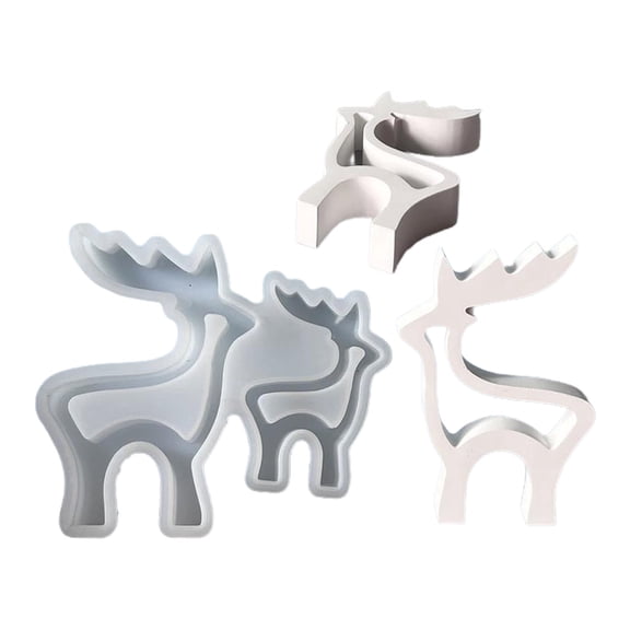 Christmas Silicone Mould Deer Figurine Silicone Mold For Epoxy Resin Craft Handmade Soap Chocolate Baking