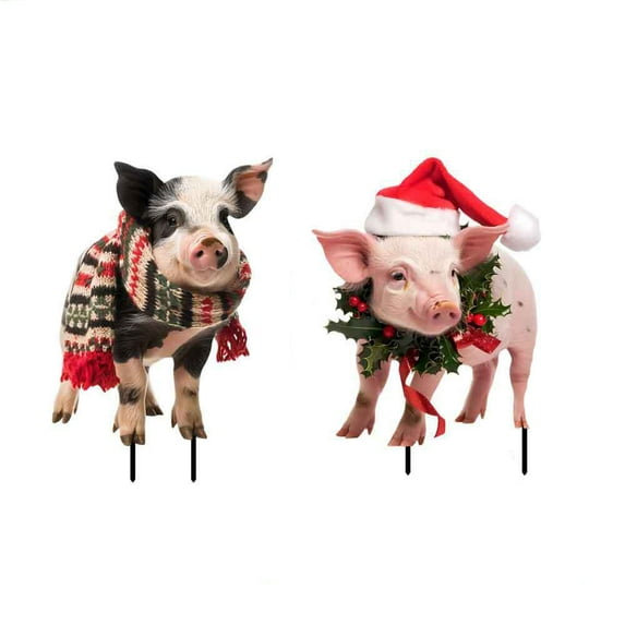 Christmas Simulation Santa Hat Chicken Yard Stake Plugin Stake Decoration Ground Inserted Ornaments for Lawn Yard Garden Outdoor Displays Decoration