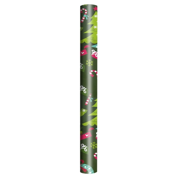 Christmas Single-sided Wrapping Paper, Classic Santa (Pack of 1) Red and Gold Snowflakes, Stripes, Plaid, Santa's Sleigh