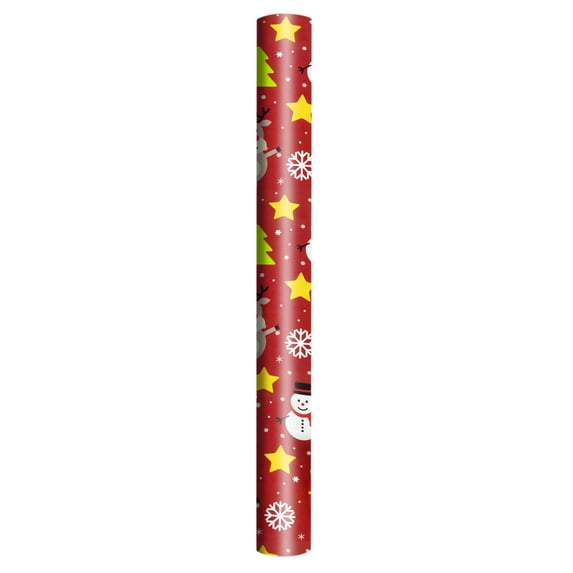 Christmas Single-sided Wrapping Paper, Classic Santa (Pack of 1) Red and Gold Snowflakes, Stripes, Plaid, Santa's Sleigh