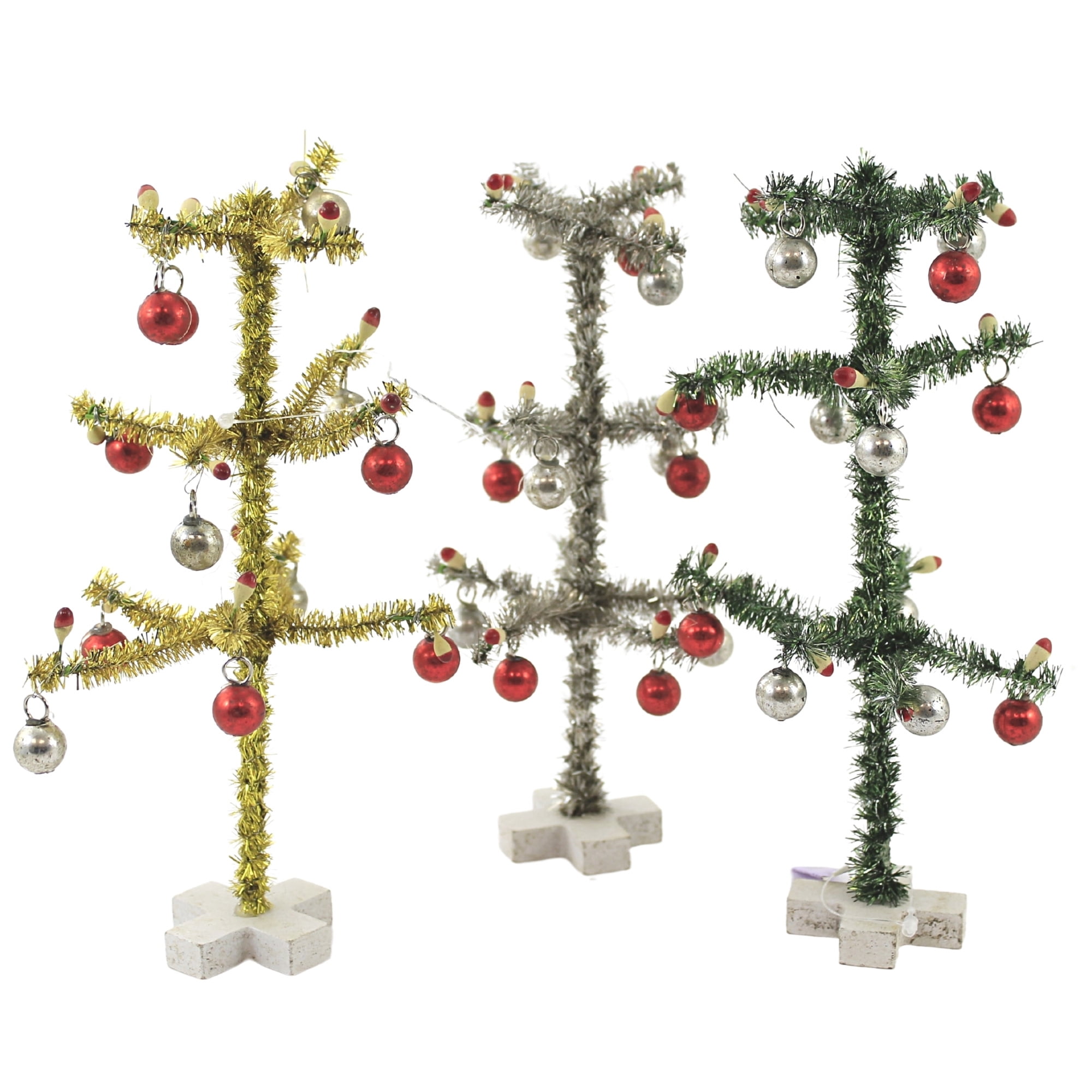 Christmas Sisal Trees With Ball Ornaments Plastic Christmas Set Wb0194