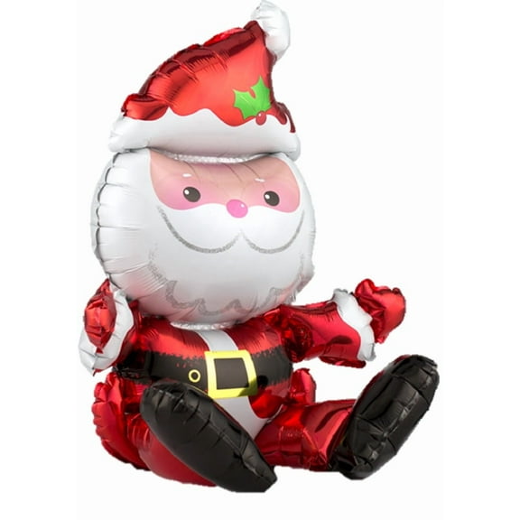 Christmas Sitting Santa Giant Multi-Style 19"x21" Foil Balloon, Red White