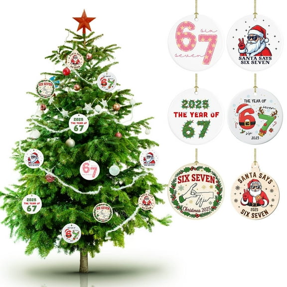 Christmas "Six and Sevens" Themed Hanging Ornaments - 3.15in Festive Decorative Pendants for Christmas Trees & Homes, Unique Themed Design, Durable Material, Adds Playful Holiday Ambiance, B