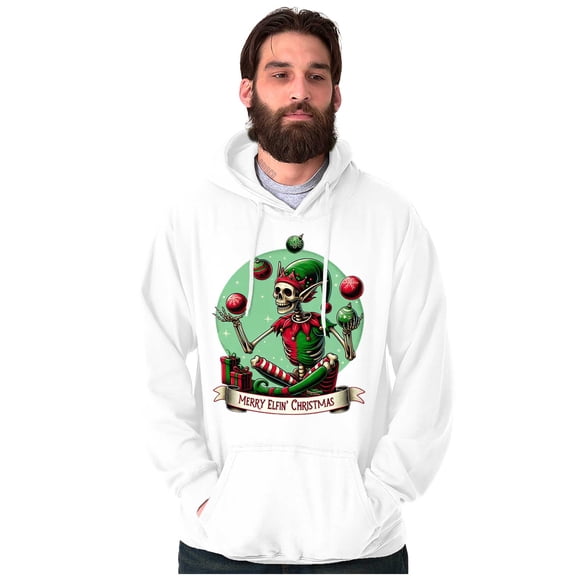 Christmas Skeleton Juggling Elf Hoodie Sweatshirt Women Men Brisco Brands X