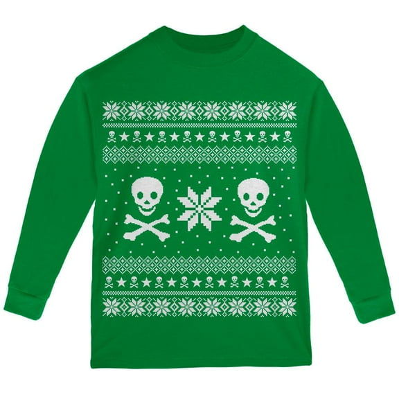 Christmas Skull & Crossbones Ugly Christmas Sweater Youth Long Sleeve T Shirt