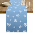 thumbnail image 1 of Christmas Sky Blue Table Runner 90 Inches Long Farmhouse Dress Scarves, Xmas Snowflakes Winter Minimalist Dining Tablerunner for Coffee Table/Kitchen Island/Party Décor, 13" x 90", 1 of 8