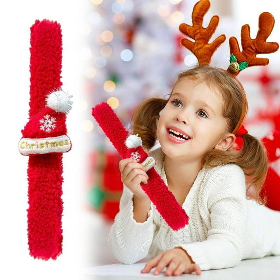 Christmas Slap Bracelets,1PCS Christmas Snap Bracelet Party Favors Xmas Slap Bands Include Santa Claus Snowman Reindeer Bear Xmas Decorations,Bulk Christmas Gifts(D)