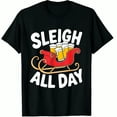 thumbnail image 1 of Christmas Sleigh All Day Beer Design and Holiday Party Shirt Black Funny Graphic T-Shirt for Men Women, 1 of 4
