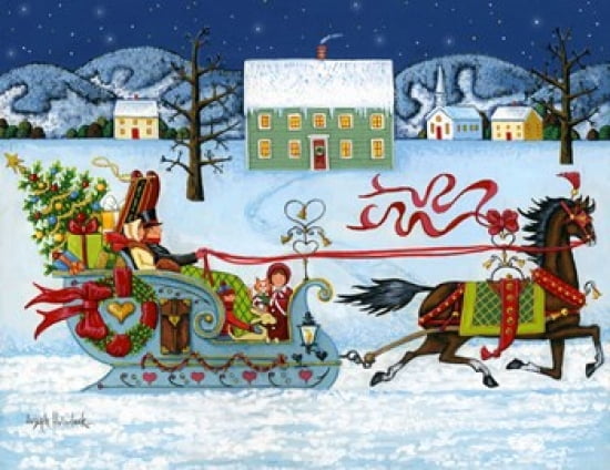 Christmas Sleigh Canvas Art - Joseph Holodook (14 x 19)