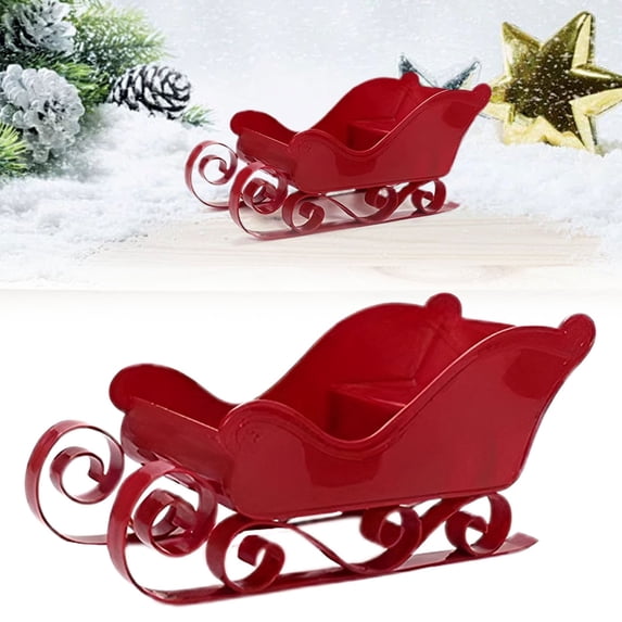 Christmas Sleigh Decor,11"Red Santa Sleigh Ornament Tabletop Decoration for Holiday Home Decor, Christmas Mantel Shelf Desk Display
