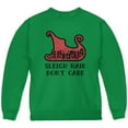 thumbnail image 1 of Christmas Sleigh Hair Don't Care Youth Sweatshirt Green YSM, 1 of 1
