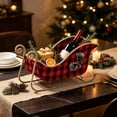 thumbnail image 1 of Christmas Sleigh Shaped Candy Flower Storage Blasket, Vintage Classic Plaid Style Flower Basket Sturdy Reinforced Gift Storage Candy Basket for Christmas Party Family Home Decor Tabletop Display, 1 of 6