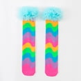 thumbnail image 1 of Christmas Slipper Socks Children Striped Knee High Socks, Boys Girls Color Knee High Stockings Performance Casual Mesh Ruffle Mid-Calf Socks Socks for Boy Ankle Blue One Size, 1 of 9