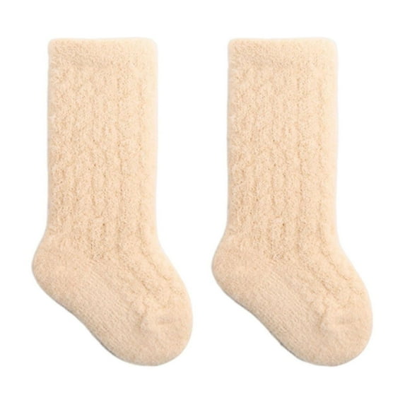 Christmas Slipper Socks Girls Children's Solid Color Newborn Socks Socks Knee-High Socks Beige 4M