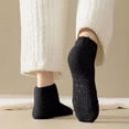 thumbnail image 1 of Christmas Slipper Socks Plus Size Women's Solid Color Thickened Velvet Socks Grippy Socks Woman Pilates Black One Size, 1 of 7