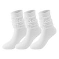 thumbnail image 1 of Christmas Slipper Socks Women 3pc Men's and Women's Scrunch Socks Winter Warm Solid Color Long Knitted Tube Athletic Calf Socks White M, 1 of 9