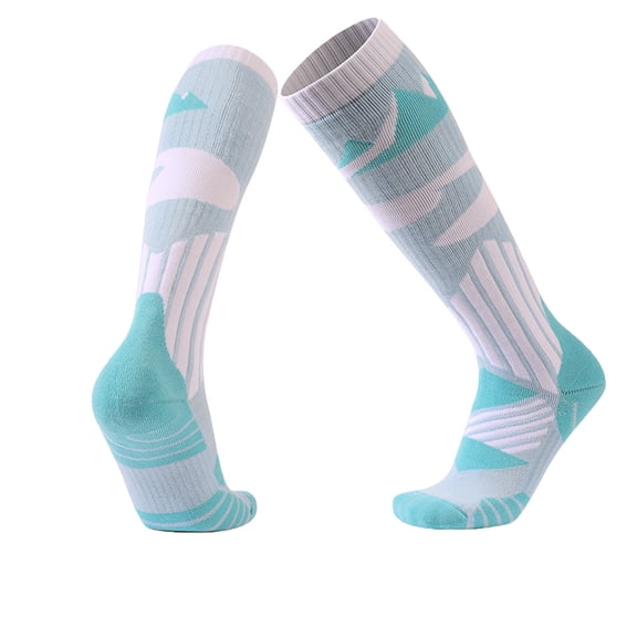 Christmas Slipper Socks Womens Thermal Hiking Ski Socks - Mid-Calf Cushioned Tube Sock for Winter Sports, Outdoor Activities Light Blue One Size