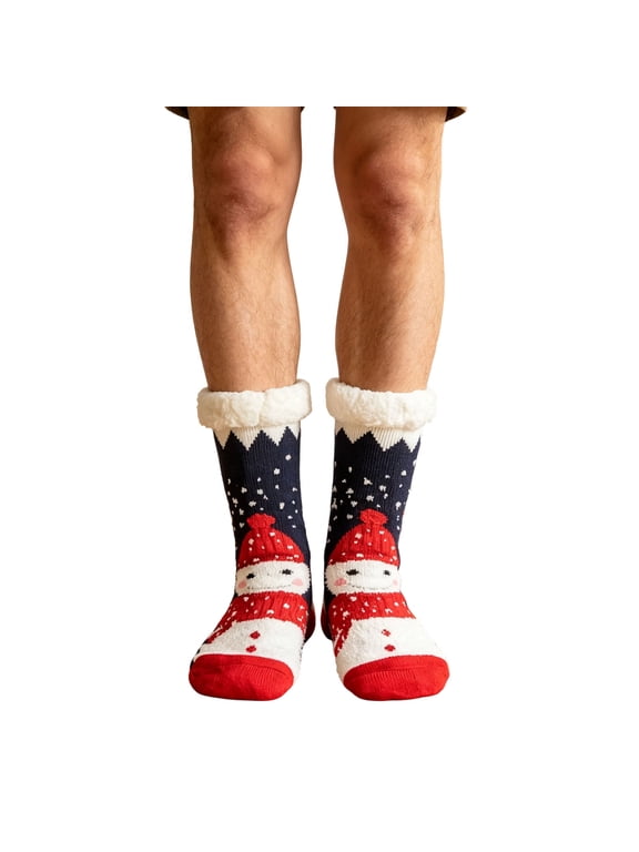 Christmas Slipper Socks for Men Winter Knitted Warm Cozy Breathable Gift Home Indoor Floor Socks