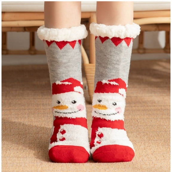 Christmas Slipper Socks for Women,Fuzzy Socks with Grips anti slip Skid,Cute Christmas Socks