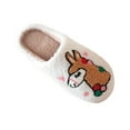 thumbnail image 1 of Christmas Slippers Adult Cute Cartoon Santa Reindeer Winter Shoes Soft Cozy Homewear Footwear Indoor Warm Slippers Women's Fashion #04 White & Size 10, 1 of 9