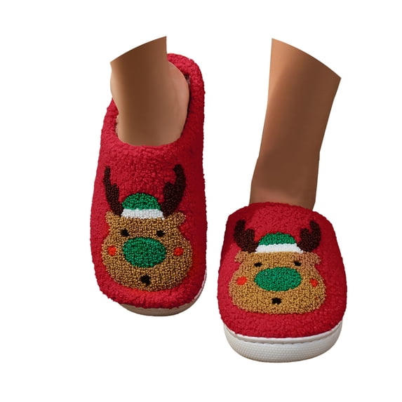 Christmas Slippers Adult Cute Christmas Themed Home Slippers Soft Comfy Indoor Outdoor Warm Winter Shoes Women's Men's Fashion Footwear #03 Watermelon Red & Size 8.5