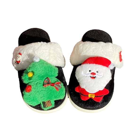 Christmas Slippers Adult Cute Christmas Themed Home Slippers Soft Comfy Indoor Outdoor Warm Winter Shoes Women's Men's Fashion Footwear #09 Black & Size 6.5