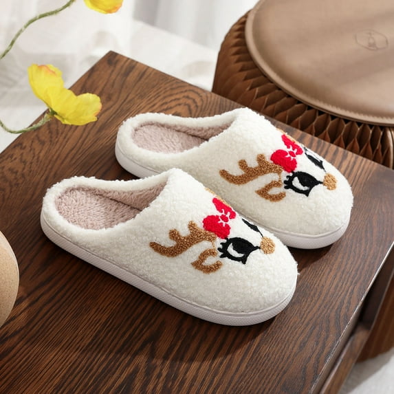 Christmas Slippers Family Womens Indoor Outdoor Slippers Christmas Slippers for Women and Men 2025 Plush Memory Foam Fluffy Slippers