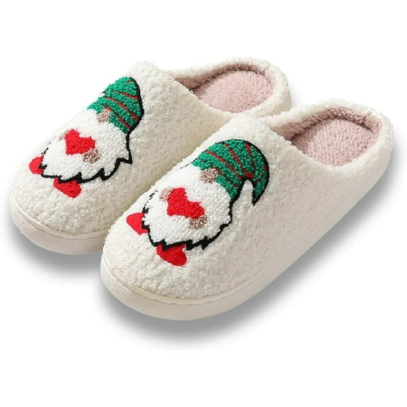 Christmas Slippers For Women Men Indoor Soft Warm Cotton Bedroom Slippers House Memory Foam Slippers Cozy Fluffy Fall Winter Home Slippers Size 9