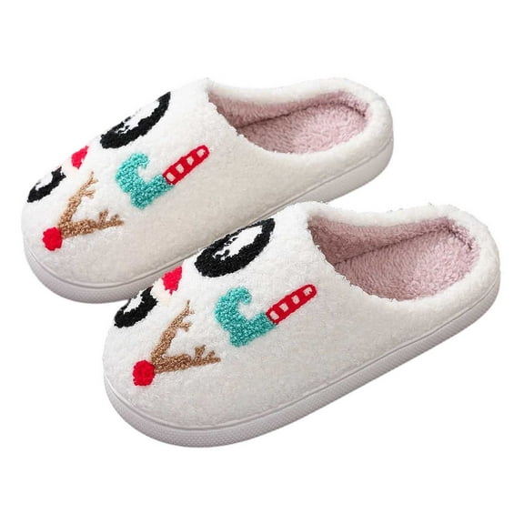 Christmas Slippers For Women Men Plush Warm Slippers Winter Soft Sole Shoes Season Indoor Home Shoes