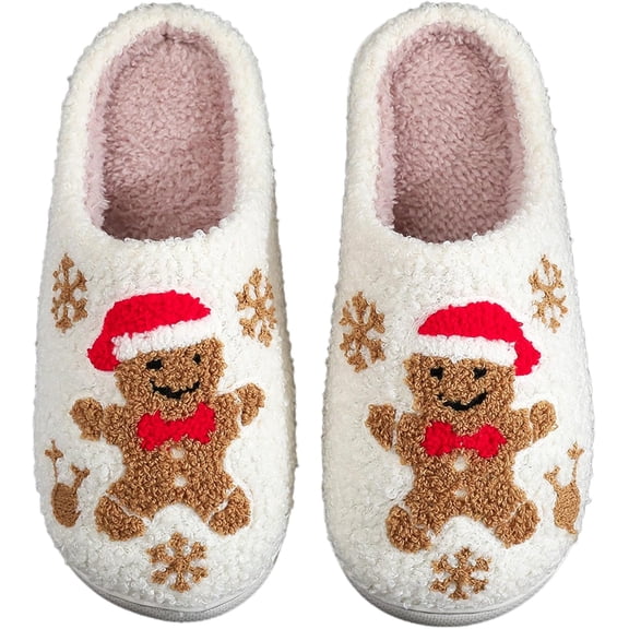 Christmas Slippers For Women Men Soft Plush Fuzzy Cozy House Bedroom Warm Reindeer Cute Holiday Slippers Indoor Outdoor