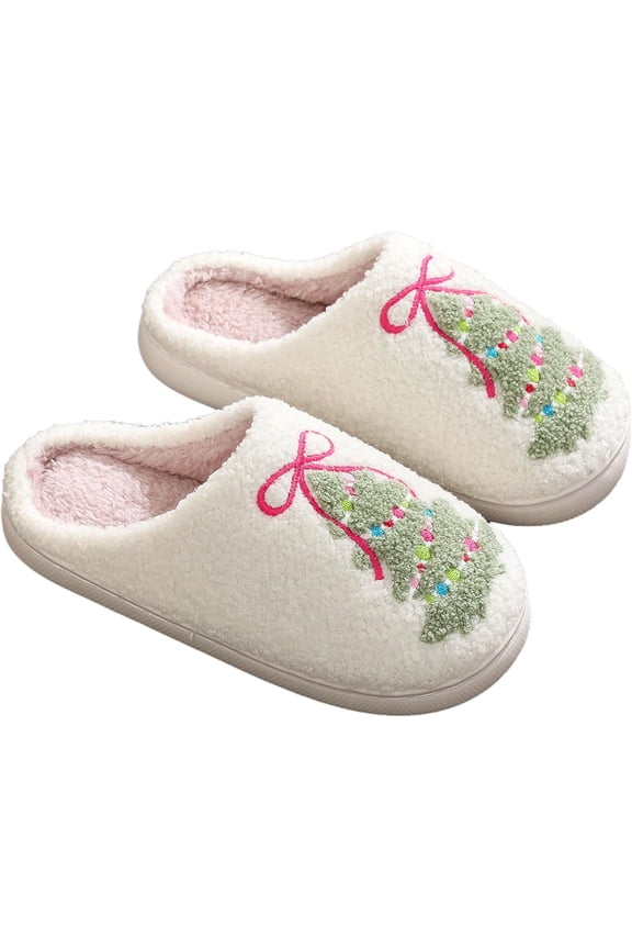Christmas Slippers For Women Men Soft Plush Fuzzy Cozy House Bedroom Warm Reindeer Cute Holiday Slippers Indoor Outdoor